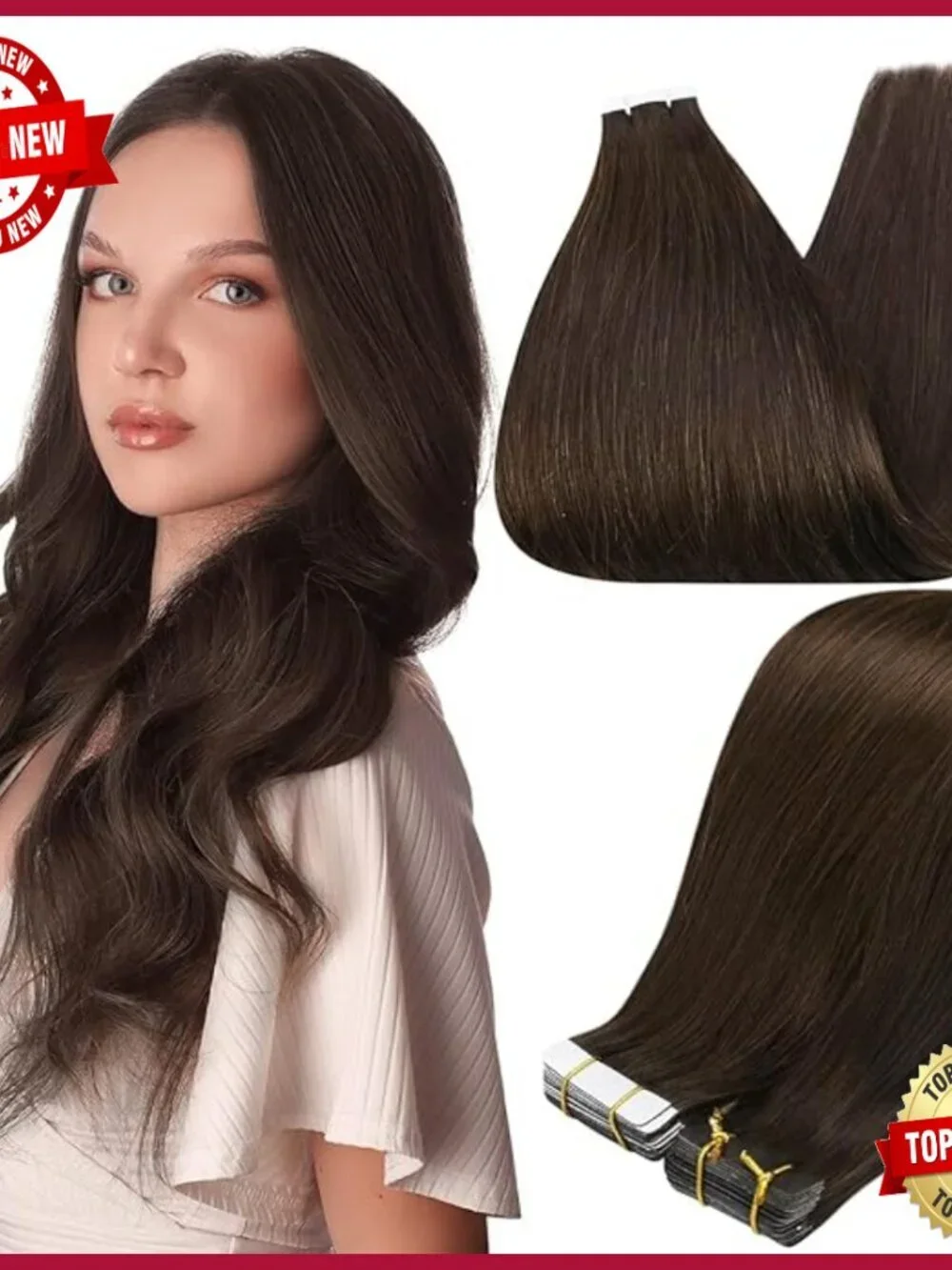 22 Inch Tape In Hair Extensions, Remy Human Hair, 20 Pieces, 50g